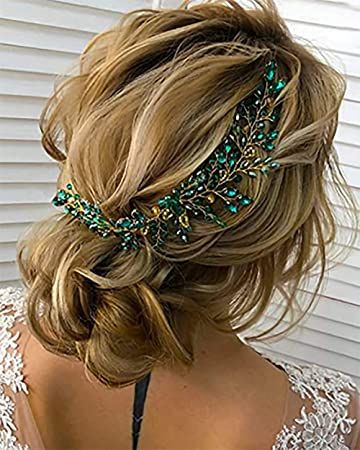 Hair Accessories Green, Emerald Hair, Crystal Bridal Headpiece, Headpiece Wedding Hair, Hair Vine Bridal, Wedding Hair Head Piece, Crystal Hair Vine, Wedding Hair Piece, Headpiece Jewelry