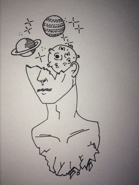 Draw galaxy head broke Draw Galaxy, Drawing Heads, Sketchbook Art Inspiration, Box Art, Art Sketchbook, Line Drawing, New Art, Fashion Art, Vault Boy