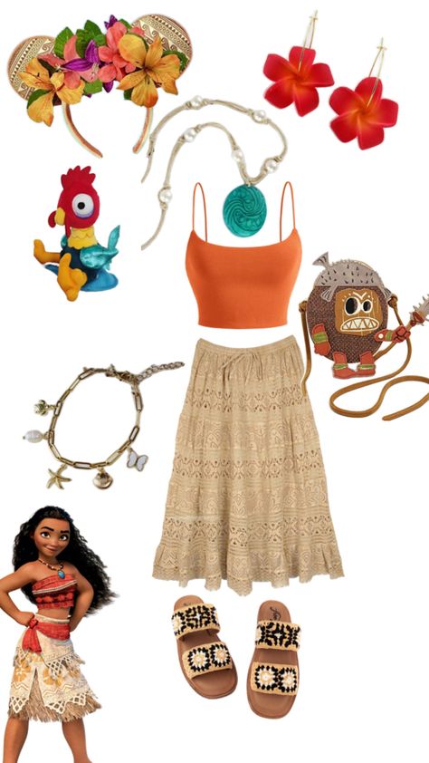 Moana Style Outfit, Modern Moana Outfit, Disney Bounding Moana, Moana Modern Outfit, Moana Disney Outfit, Avatar Disneybound, Aloha Decorations, Moana Inspired Outfits, Moana Disneybound