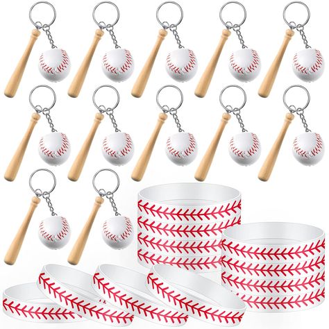 PRICES MAY VARY. What will get: you will receive 24 pieces baseball party supplies, including 12 pieces silicone baseball bracelets, 12 pieces baseball keychains, ample quantity will satisfy your different needs, which can be applied as party favors Appropriate size: the size of each baseball silicone bracelet is approx. 2.56 inch in diameter and 0.5 inch in width, suitable for most youth and adults, this keychain consists of a bat about 3 inch and a key ring of 0.75 inch, it can be applied for Baseball Mom Bracelet, Baseball Keychains, Baseball Party Favors, School Party Favors, Baseball Bracelet, Baseball Birthday Party, Party School, Baseball Party, Baseball Birthday