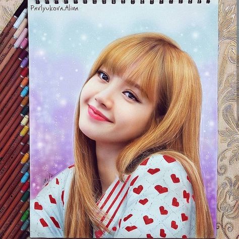 Portrait Kpop, Lisa Drawing, Colored Pencil Portrait, Prismacolor Art, Daler Rowney, Drawing Portrait, Celebrity Drawings, Kpop Drawings, Art Painting Gallery