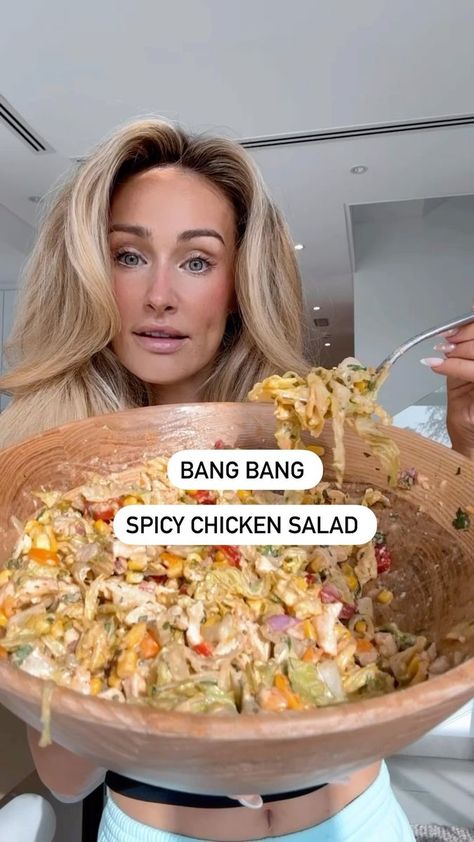 Maeve Madden | Home Workouts on Reels | Alex Guesta · My Addiction Spicy Chicken Salad, 50g Protein, Healthy Chicken Salad, Healthy Keto, Lime Zest, Diet Menu, Chicken Salad Recipes, Romaine Lettuce, Salad Bar