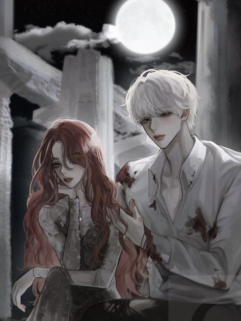 Vampire Couple Aesthetic, Vampire Couple Art, Oldest Dream, Vampire Couple, Fall Moon, Comic Book Art Style, Anime Stars, Boy Drawing, Anime Love Couple