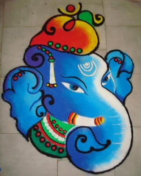 50 Best Rangoli Designs Art and Patterns With Pictures | Style At Life Statue Painting, Best Rangoli Design, Ganesh Rangoli, Ganesha Rangoli, God Hindu, Rangoli Designs For Competition, Rangoli Simple, Festival Rangoli, Rangoli Designs Latest