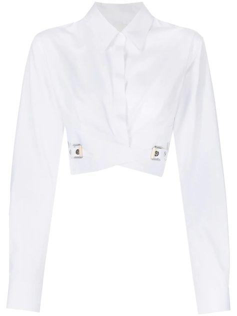 Dion Lee Cropped buckle-detail Shirt - Farfetch White Shirt Png, Chef Clothes, Corset Shirt, Outfit Png, Stage Outfit, Crisp White Shirt, Cropped Shirt, Dion Lee, Airport Fashion