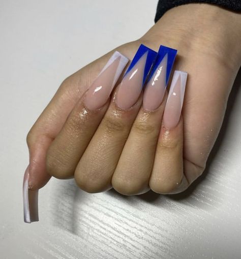 V Line Nails Acrylic, V French Tip Nails Coffin Glitter, V Acrylic Nails, Blue V French Tip Nails, Deep V Cut French Tip Nails, V Tip Acrylic Nails, V French Tip Nails Square, V Shape French Tip Nails, V Shaped French Tip Nails