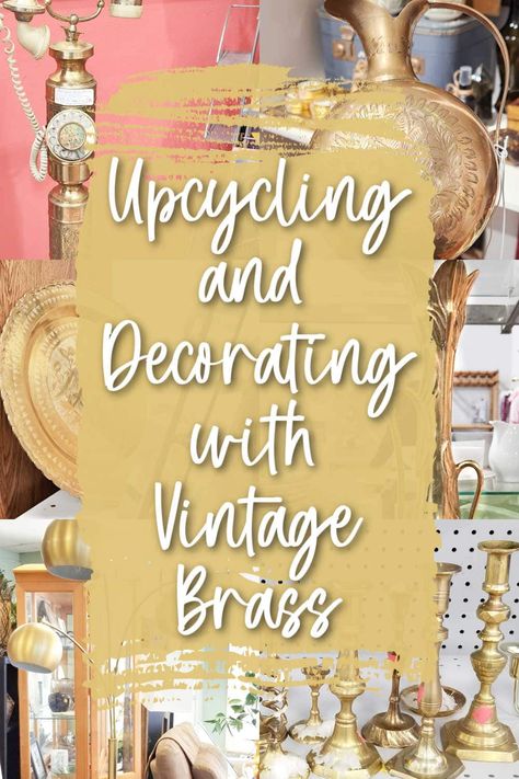 Vintage brass is back in a big, big way. From candlesticks to hardware to animal figures and lamps, there is a LOT of vintage brass to be found at thrift stores. So why not incorporate it into your home or even upcycle it completely with one of these ideas? Candlestick Crafts, Thrift Store Upcycle, Vintage Brass Decor, Repurposing Ideas, Thrift Store Decor, Upcycling Projects, Flea Market Decorating, Thrift Store Furniture, Vintage Brass Candlesticks