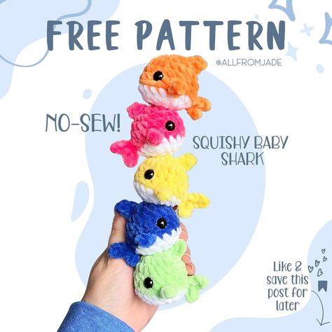 Popular Crochet Patterns Free, Fast Amigurumi Free Pattern, Crocheted Shark Pattern, Summer Crochet Patterns Free, Crochet Shark, Crochet Whale, Amigurumi For Beginners, Baby Whale, Shark Pattern