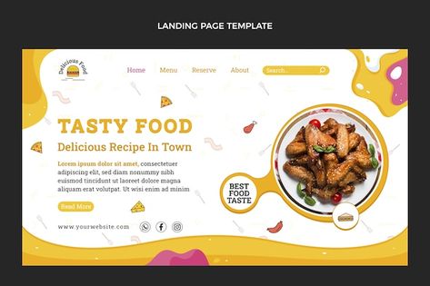 Free vector flat design food landing pag... | Free Vector #Freepik #freevector #food-landing-page #website-templates #food-website #homepage Food Landing Page, Food Website, Page Template, Website Templates, Food Design, Flat Design, Landing Page, Vector Free, Yummy Food