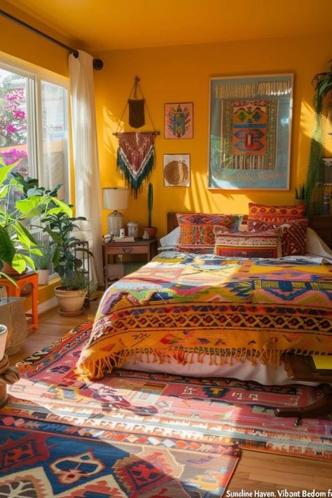 Jungalow Bedroom Bohemian, Colourful Bedroom Inspirations, Cozy Colorful Bedroom, Bright Boho Bedroom, Colorful Bohemian Bedroom Decor, Colorful Bohemian Bedroom, Cozy Eclectic Bedroom, Maximalism Room, Mens Bedroom Ideas Colourful Boho Bedroom, Bright Boho Bedroom, Cozy Colorful Bedroom, Colorful Bohemian Bedroom Decor, Colorful Bohemian Bedroom, Jungalow Bedroom, Cozy Eclectic Bedroom, Bedroom Decor Colorful, Boho Maximalism