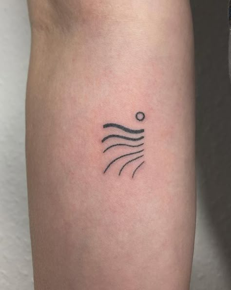 Curious Tattoo, Wave Tattoo Simple, Victor Tattoo, Norwegian Tattoo, Lines Tattoo, Tattoo Thoughts, Wave Tattoo, Water Tattoo, Handpoke Tattoo