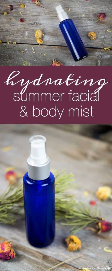 Hydrating Summer Facial and Body Mist Recipe Body Mist Diy, Diy Face Mist, Diy Body Spray, Skin Cleanser Diy, Diy Moisturizer, Natural Beauty Diy, Hydrating Mist, Diy Facial, Diy Sprays