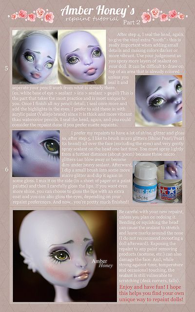 Repaint tutorial Part 2 | Flickr - Photo Sharing! Barbie Makeover, Doll Repaint Tutorial, Bjd Face, Doll Customizing, Art Doll Tutorial, Doll Making Tutorials, Dolls Art, Custom Monster High Dolls, Monster High Custom