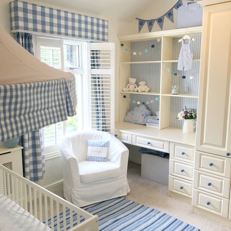 Laura Ashley Nursery, Striped Wallpaper Nursery, Baby Boy Blue Nursery, Laura Ashley Interiors, Pretty Diary, Laura Ashley Wallpaper, Striped Nursery, Kids Bedroom Boys, Wallpaper Kids