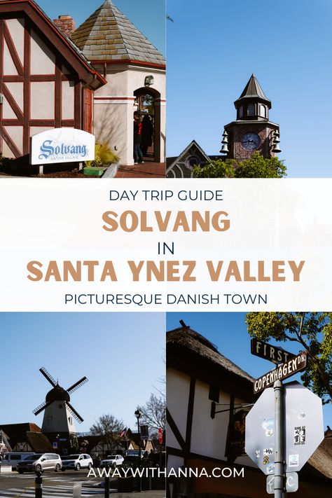 Spend a day in the picturesque Danish town of Solvang in Southern California. This day guide gives recommendations on things to do, where to stay, how to get here, where to eat, and more. California day trips California road trips #ExploreCalifornia #CaliforniaTravel #DayTripIdeas #CaliforniaDestinations #CaliforniaRoadTrip #CaliforniaAdventure #CaliforniaHiddenGems #CaliforniaDayOut #CaliforniaExploration #CaliforniaGetaway #CaliforniaSunshine #CaliforniaFun #CaliforniaTravelInspo California Road Trips, Southern California Travel, California Getaways, Solvang California, Solvang Ca, Danish Culture, Santa Ynez Valley, California Destinations, Highway 1