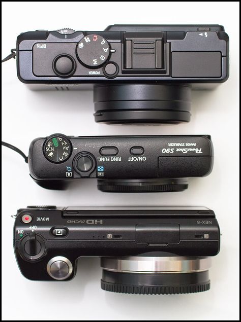 Sigma DP1s, Canon S90, Sony NEX 5 size comparison Sony Nex, Learning Photography, Size Comparison, Game Console, Cameras, Gaming Products, Canon, Electronic Products, Photography