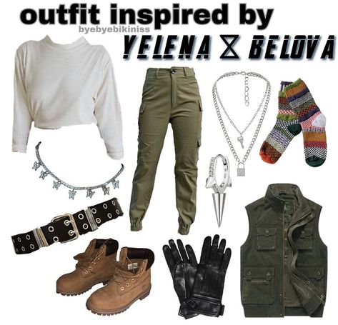 Yelena Belova Aesthetic Outfit, Yelena Belova Outfit Inspired, Yelena Belova Inspired Outfits, Yelena Belova Outfit, Yelena Aesthetic, Movie Character Outfits, Marvel Inspired Outfits, Comic Party, Winter Movies