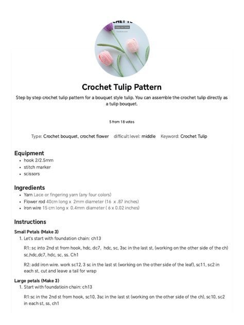 Crochet Tulip Pattern, Crochet Tulip Bouquet, Tulip Leaves, Tulip Petals, Flower Stamens, Crochet Tulip, Flower Stamen, Tulip Pattern, Crochet Bouquet