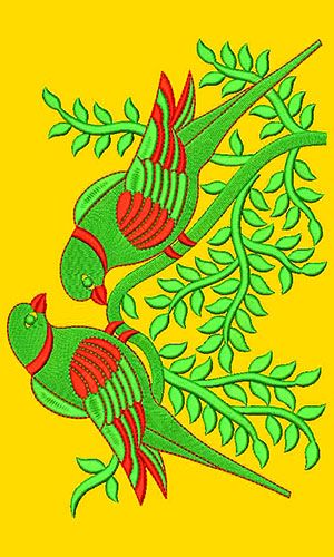 Parrot Embroidery Design Blouse, Parrot Rangoli Design, Aari Drawing Design, Embroidery Sketches Design Drawings, Big Embroidery Designs, Madhubani Parrot, Parrot Kolam, Parrot Embroidery Design, Embroidery Parrot