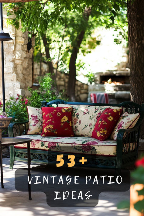 Explore 53 beautiful vintage patio ideas that bring timeless charm to your outdoor space. Featuring classic furniture, nostalgic decor, and retro vibes, these patios create a cozy haven. Discover how to transform your patio with vintage elements. Click to explore these charming ideas! 🌿✨ #VintagePatio #OutdoorLiving #TimelessCharm #RetroVibes #PatioInspiration Vintage Patio Ideas, Nostalgic Decor, Vintage Patio, Patio Inspiration, Vintage Elements, Flea Market Finds, Patio Ideas, Outdoor Oasis, Classic Furniture