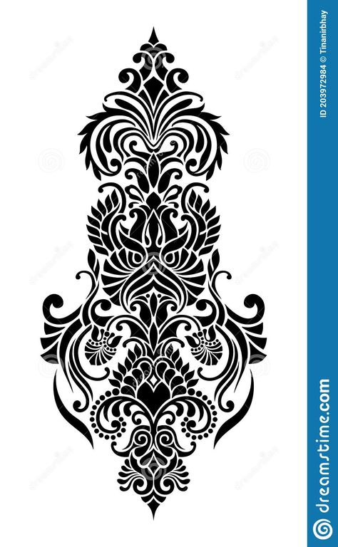 Vector Damask Stencil patterns design Stencil Patterns Printable Design, Screen Printing Designs Stencil, Damask Stencil Patterns, Paisley Drawing, Glass Etching Patterns, Motif Flower, Maya Art, Stencil Decor, Damask Stencil