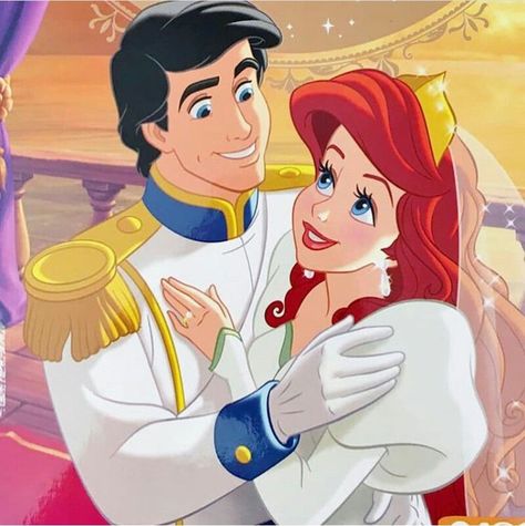 *PRINCE ERIC & PRINCESS ARIEL ~ The Little Mermaid, Ariel And Eric Wedding, Principe Eric, Eric And Ariel, Prince Eric And Ariel, Princesa Ariel Disney, Ariel And Eric, Goth Disney Princesses, Ariel Wedding, Goth Disney