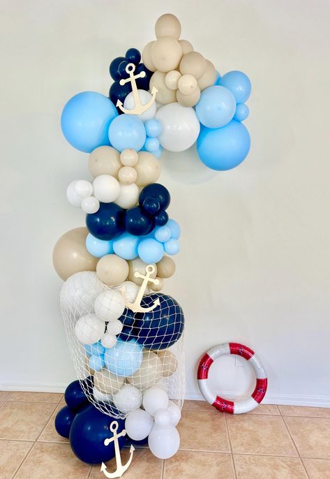 Sailor Themed Birthday Party, Ahoy It's A Boy Baby Shower Ideas, Sailing Decorations, Ahoy Its A Boy Baby Shower Ideas, Sailor Birthday Party, Sailor Baby Shower Theme, Dock Party, Nautical Birthday Decorations, Nautical Party Decor