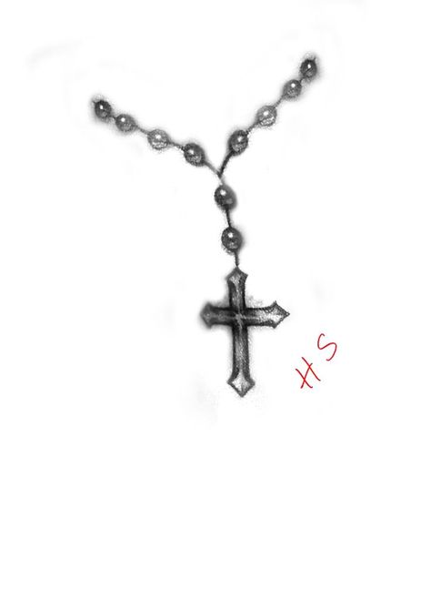 Cross Necklace Drawings, Collar Tattoos, Tattoo Designs Cross, Rosary Drawing, Tattoo Cross, Lettering Guide, Chicano Drawings, Arm Band Tattoo, Graffiti Style Art