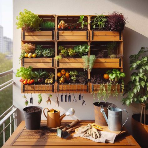 Embarking on the journey of apartment balcony gardening is an exciting way to transform small spaces into lush, green sanctuaries. A vertical vegetable garden on a balcony not only optimizes the limited space but also creates a beautiful ambiance in your living area. For small balcony gardening for beginners, it is essential to know how … Read m... Apartment Vegetable Garden, Quotes Gardening, Urban Gardening Balcony, Balcony Herb Gardens, Gardening Drawing, Gardening Wallpaper, Klein Balkon Decor, Tools Tattoo, Gardener Aesthetic