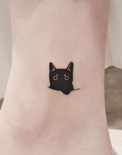 Minimalist Cat Tattoo, Cat Face Tattoos, Miniature Tattoos, Tattoo Gato, Cat Outline Tattoo, Black Cat Tattoo, Small Wave Tattoo, Kitten Tattoo, Kitty Tattoos