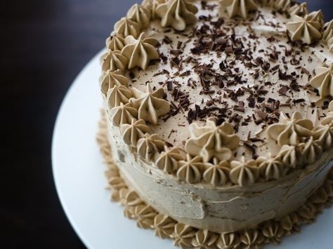 Buttermilk Cappuccino Cake Cappuccino Cake, Espresso Cake, Coffee Desserts, Swiss Buttercream, Chocolate Cappuccino, Layer Cake Recipes, Simple Decoration, Cake Stuff, Coffee Syrup