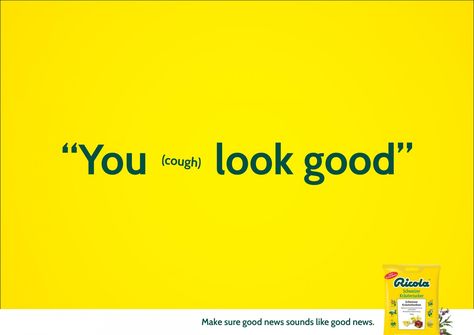 Ricola: Good | Ads of the World™ News Advertising, Best Advertising Campaigns, Copywriting Ads, Copywriting Advertising, Copywriting Portfolio, Copy Ads, Logos Retro, Cough Medicine, Clever Advertising