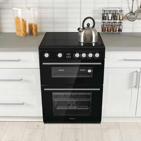 Hisense HDE3211BBUK 60cm Electric Cooker with Ceramic Hob-Black , A Rated Double Oven [Energy Class A] Clinker Brick, Electric Cooker, Double Oven, Large Appliances, Home Kitchen, Home Kitchens, Oven, New Homes, Electricity