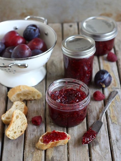 This easy raspberry plum jam tastes like summer in a jar and can be enjoyed year-round. The summer of 2013 will go down in history as That Time I Went Crazy with Jam. I’m finally getting comfortable with the process of canning in general and enjoying exploring new recipes, but jam will always have a … Plum Raspberry Jam, Fruit Butters, Plum Jam Recipes, Completely Delicious, Delta Breezes, Plum Recipes, Plum Jam, Fig Recipes, Berry Jam