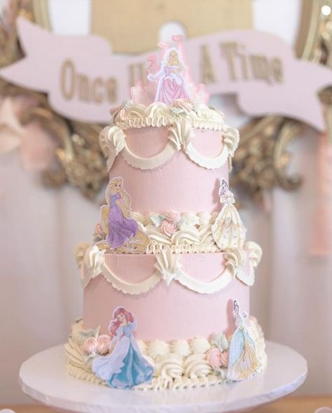 3 Tier Princess Cake, Princess Tier Cake, Disney Princess Birthday Cakes 2 Tier, Tiered Princess Cake, Princess Vintage Cake, Disney Princess Birthday Cake One Tier, Toddler Birthday Party Themes, Princess Theme Cake, Fall 1st Birthdays