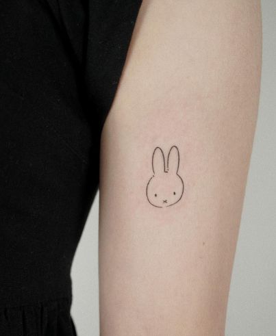 Bunny Stick And Poke, Dainty Bunny Tattoo, Miffy Tattoo, Bunny Tattoo, Amsterdam Tattoo, Pink Tattoo, Hand Tattoos For Girls, Bunny Tattoos, Sharpie Tattoos