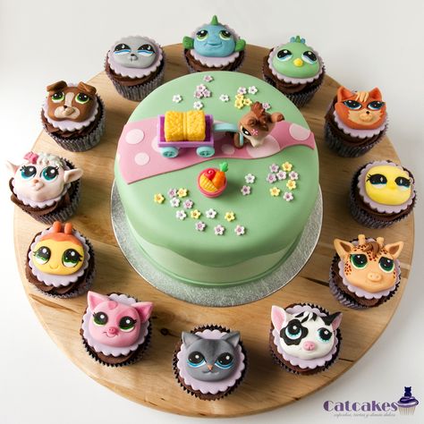 Littlest Pet Shop cake and cupcakes — Children's Birthday Cakes Lps Cakes, Animal Cupcakes, Cake And Cupcakes, Animal Cakes, Dog Cakes, Simple Birthday Cake, Dog Cake, Childrens Birthday Cakes, Cat Cake