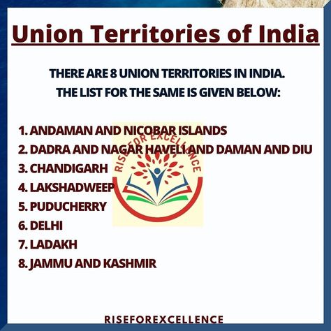 Let's increase our knowledge about India. Here we have posted about Union territories of India. Union Territories Of India List, Banking Knowledge, Fish Drawing For Kids, Union Territory Of India, भारतीय इतिहास, Union Territories, States And Capitals, About India, Happy Ganesh Chaturthi Images