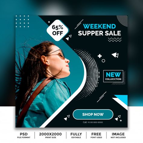 #Banner #Flyer #Template #Fashion #Instagram #Leaflet #Promotion #Square #Social_Sale_banner #Ad #Business #sale Social Media Poster Design, Media Poster Design, Weekend Offer, Social Media Banner Design, Education Poster Design, Sale Template, Social Media Branding Design, Media Poster, Banner Design Inspiration