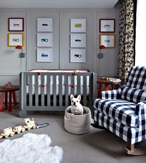 Bestest of the Best Boys Room Ideas - The Heathered Nest Boys Space Bedroom, Transportation Nursery, Nursery Ideas Boy, Grey Nursery Boy, Blue Nursery Boy, Contemporary Nursery, Grey Crib, Creative Kids Rooms, Baby Boy Room Nursery