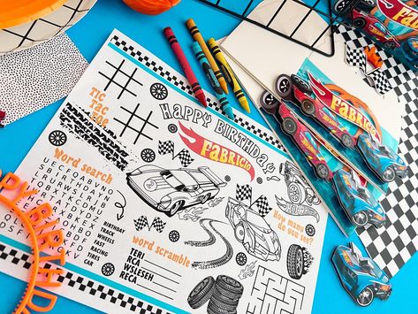 Activity sheets ✨ Let your kiddos friends get creative with our personalized activity sheets! These are perfect for kiddos! They are fun and keep them entertained! Add them to your party packages and let your guests enjoy the fun activities on them! #hotwheelsfavors #hotwheelsparty #hotwheelsdecor #hotwheelsprintable Truck Party Activities, Hot Wheels Favors, Hot Wheels Decorations, Hot Wheels Party, Monster Truck Party, Truck Party, Memory Game, 4th Birthday Parties, Party Packages