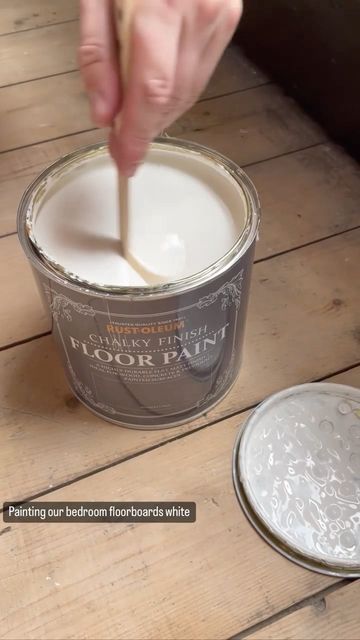 Rust-Oleum on Instagram: "What a difference white floor paint can make. Apply ‘Chalk White’ or any of our other 110 colours to your floorboards to brighten a room🎨 📹: @ourvictorianhaunt #floorpaint #floorboards #floorboardpaint #rustoleum #rustoleumuk #chalkwhite #rustoleumchalkwhite #neutralfloor #floorpainting #floorinspo #bedroominspo #interiordecor #interiorfloorinspo #interiorfloorpaint #concretefloorpaint #painting #paint #beforeandafter #diy #diyfriendly #chalkpaint #chalkyfloorpaint Rustoleum Chalk Paint Colours, Chalk Paint Colours, Rustoleum Chalk Paint, Neutral Flooring, Paint Chalk, Painted Concrete Floors, Floor Paint, Chalk Paint Colors, White Floor