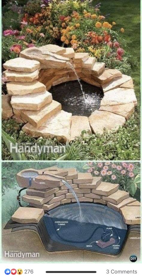 Diy Garden Landscaping, Concrete Fountains, Diy Garden Fountains, Diy Fountain, Garden Deco, Garden Fountain, Fountains Outdoor, Backyard Diy Projects, Ponds Backyard