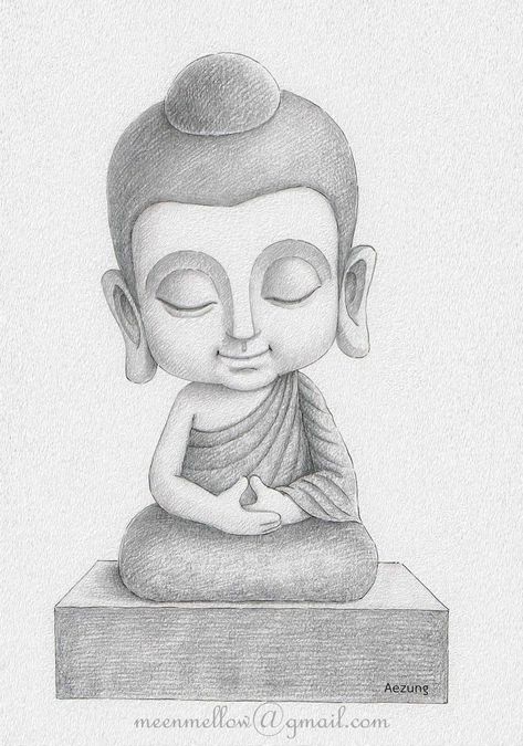 Pencil Sketches Landscape, Buddha Drawing, Cute Small Drawings, Baby Cartoon Drawing, Buddhist Art Drawing, Elephant Coloring Page, Kids Canvas Art, Buddha Art Drawing, Baby Buddha