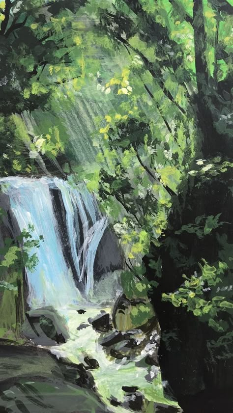 Gouache Painting Wallpaper, Botanical Oil Painting, Green Painting Wallpaper, Cocoppa Wallpaper, Gouache Art, Landscape Art Painting, Arte Inspo, Nature Art Painting, Aesthetic Painting