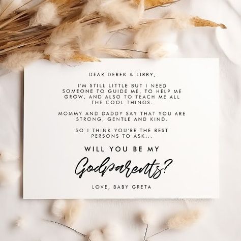 $2.92 | Modern typography Godparent proposal card - baptism, christening, godparents, will you be my godparents, godparents card, modern, typography, godparent proposal Baptism Proposal Ideas, Godparent Proposal, Baptism Invitation, Help Me Grow, Baptism Invitations, God Parents, You're The Best, Modern Typography, You Are Strong