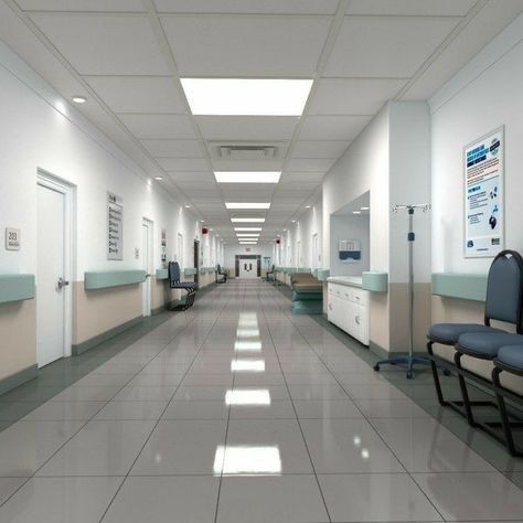 Hospital Hallway, Episode Interactive Backgrounds, Episode Backgrounds, Hospital Interior, Hospital Room, Hallway Design, Hospital Interior Design, Hospital Design, Clinic Design