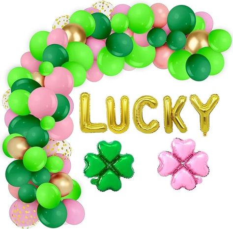 Amazon.com: St. Patrick's Day Balloon Garland Arch Kit LUCKY Foil Balloons Pink leaf clover foil balloon for St. Patrick's Day Party Decorations Irish Birthday Party Supplies : Toys & Games Irish Birthday, Day Party Decorations, Gold Letter Balloons, Bunco Party, Gold Confetti Balloons, Lucky 13, Garland Arch, Diy Garland, Pink Leaves