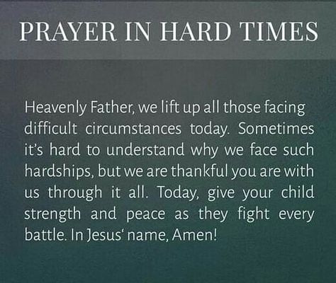 Prayer Quotes For Hard Times, Heavenly Father Prayer, Prayer For Difficult Times, Prayer For A Friend, Family Prayers, Healing Prayers, Quotes About Hard Times, Prayer Time, Short Prayers