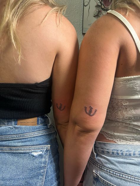 cute matching horse shoe good luck tattoo Matching Horseshoe Tattoo, Good Luck Tattoo, Shoe Tattoo, Horseshoe Tattoo, Matching Bff, Luck Tattoo, Horse Shoe Tattoo, Cowgirl Tattoos, Protective Charms